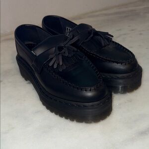 Black Leather Loafers with Tassels